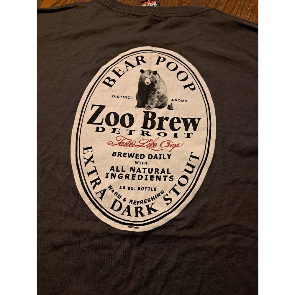 New 2007 DuckCo Zoo Brew Detroit Bear Poop Shirt XL Funny Novelty Beer T-Shirt